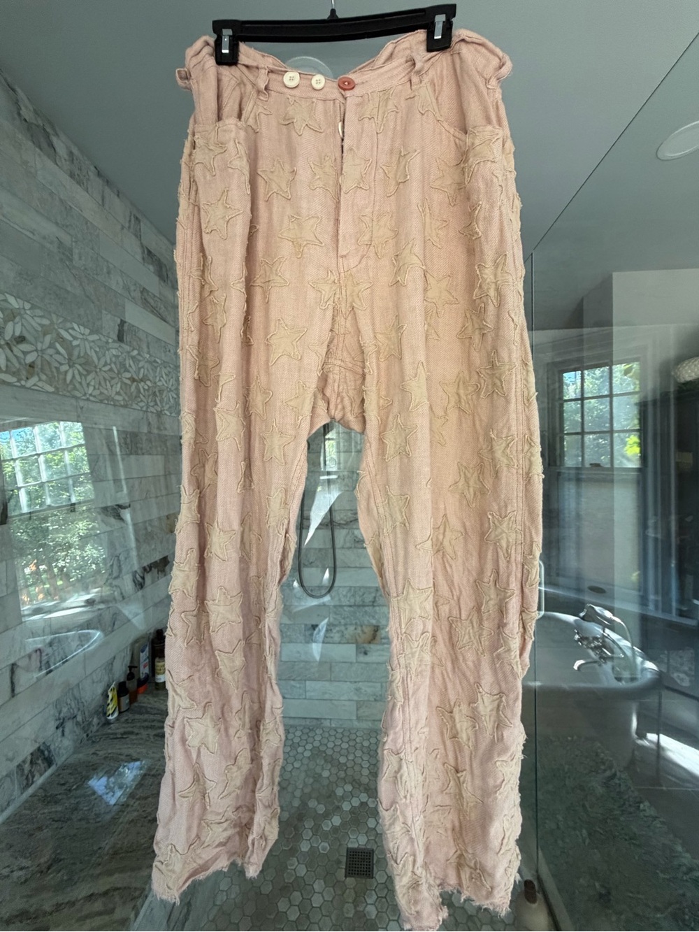 Magnolia Pearl Linen Star Appliqué Miner Pants